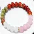 Bracelet de perles en pierres précieuses multicolores avec intercalaires dorés pour femmes - 03