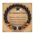 Mens handmade beaded bracelet with matte obsidian tiger eye and cross charm graduation gift - With Card / Style 8