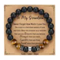 Mens beaded bracelet with matte obsidian tiger eye stones and cross charm gift for grandson - With Card / Style 9