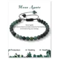 Natural moss agate beaded bracelet with adjustable woven cord for men and women healing jewelry. - Moss Agate