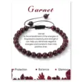 Handmade natural garnet gemstone beaded bracelet with adjustable woven cord, unisex style. - Garnet