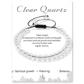 Clear quartz beaded bracelet with adjustable black cord, healing crystal gemstone jewelry. - White Crystal