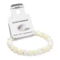 White mother of pearl beaded bracelet elegant shell bead stretch jewelry gift for women - Shell & Topaz
