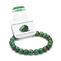 Green natural stone beaded bracelet variant with retail packaging card, fashion wrist jewelry. - African Pine Stone