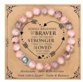 Roze zebra jaspis en maansteen kralen armband met inspirerende quote kaart cadeau - Roze zebra maansteen