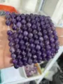 Venta al por mayor de hilos de cuentas redondas de cristal morado para joyería DIY. - 4mm (aprox. 90pcs) / Amatista