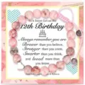 Pink zebra jasper beaded bracelet for girls 12th birthday gift adjustable braided - 12th