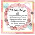 Pink zebra jasper beaded bracelet with birthday card gift for women girls daily wear jewelry - 7th