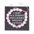 Handmade Pink Pearl Beaded Bracelet with Stainless Steel Letter D Heart Charm Fashion Jewelry - Bracelet with Card / Letter D