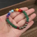 Bracciale con pietre preziose chakra perline di cristallo guarigione per uomo e donna. - Gemma Cristallo Perla di Legno