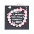Handmade pink pearl bracelet with letter heart charm and adjustable pink cord display card. - Letter F