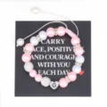Handmade pink white pearl bracelet with letter G stainless steel heart charm adjustable size - Letter G