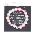 Handmade pink pearl braided bracelet with stainless steel initial heart charm for women - Letter J