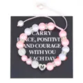 Handcrafted pink pearl bracelet with stainless steel letter M heart pendant, adjustable pink cord. - M