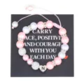 Handmade braided pink pearl bracelet with stainless steel letter N heart charm and rhinestones. - Letter N