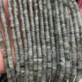 Natural labradorite 2x4mm tube spacer beads for handmade DIY jewelry making crafts. - Labradorite