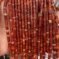 2x4mm cylindrical tube gemstone beads loose spacer beads for DIY jewelry making and handmade crafts. - Striped Red Agate