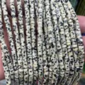 2x4mm tube spacer loose beads, black white speckled cylinder stone beads for diy jewelry making. - Spotted Stone