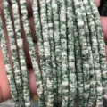 Green stone tube spacer beads for DIY jewelry making, 2x4mm gemstone loose beads for crafts. - 46
