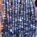 Blue cylindrical tube loose beads for DIY jewelry making, natural crystal spacer craft. - Blue Pattern 01