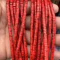 Red tube spacer beads for DIY jewelry making, cylinder loose beads for handmade bracelets and necklaces. - Red Network Jasper