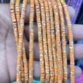 Orange speckled heishi spacer beads 2x4mm tube natural stone DIY jewelry making supplies - 64