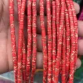 Red tube spacer beads 2x4mm natural stone loose beads for DIY jewelry making craft - 72