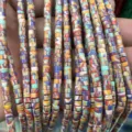 Colorful marbled disc beads 2x4mm DIY spacer beads for jewelry making craft strands - 74