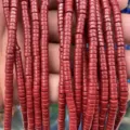 Red 2x4mm tube spacer beads for DIY jewelry making handmade beaded bracelets and necklaces crafting. - 76