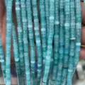 Blue gemstone tube spacer beads for DIY jewelry making, 2x4mm cylindrical crystal bead strands. - 78