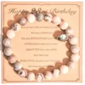 Pulsera de cuentas de jaspe cebra rosa con colgante de corazón tarjeta de regalo - Estilo 23 Cumpleaños