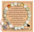 Natural stone beaded bracelet with cute elephant charm, perfect gift for friends and family. - Elephant Pendant / With Display Card / Light Green Zebra Stone