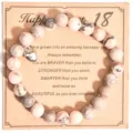 Pulsera de cuentas de jaspe cebra rosa con colgante de corazón regalo 18 cumpleaños. - Estilo 18 Cumpleaños