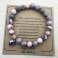 Pulsera de cuentas de jaspe cebra rosa con dije de corazón para regalo de cumpleaños - Estilo 60 Cumpleaños