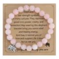 8mm roze steen kralen armband met olifant hanger vriendschap sieraden cadeau voor vrouwen - Olifant Hanger / Met Displaykaart / Rozenkwarts