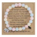 Kralenarmband met olifant bedel op inspirerende kaart, vriendschap cadeau sieraden. - Olifant Hanger / Met Displaykaart / Morganiet