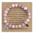 8mm Roze Jaspis Olifant Kralen Armband Genezende Energie Vriendschap Cadeau Sieraden - Olifant Hanger / Met Displaykaart / Roze Zebra Jaspis