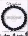 Natürliches schwarzes Obsidian Perlen Armband elastisch 8mm Heilkristall Schmuck für Damen Herren. - Hellschwarz