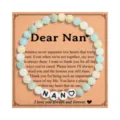 Natural stone beaded bracelet with custom letter card for grandmother, meaningful gift jewelry. - Frosted Green NANI
