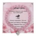 Bracciale di perle di cristallo rosa con ciondolo a cuore carta tema cavallo regalo donna - Con Carta Confezione / Cuore in occhio di gatto rosa