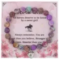 Braccialetto di perle in diaspro imperiale con ciondolo a cuore su carta rosa. - Con Carta Confezione / Cuore in Pietra Imperiale Multicolore