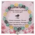 Braccialetto con perline e ciondolo a cuore su carta rosa, regalo di gioielli per le donne. - Con Carta Confezione / Cuore Verde e Giallo