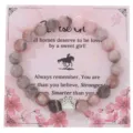 Grazioso braccialetto di perline in pietra zebra rosa con ciondolo a zampa per regalo - Con Carta Confezione / Gancio zebrato rosa