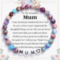 Natural imperial jasper beaded bracelet with Mum letter charms for Mother's Day gift. - Gift Card Included / Multicolor MUM