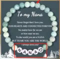 Handmade stone bead bracelet with letter charms, perfect personalized gift for nana on mother's day. - Gift Card Included / Green NANA