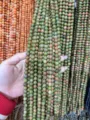Brins de perles en pierre naturelle unakite en gros pour la fabrication de bijoux DIY. - 4mm (env. 90pcs) / Pierre à points verts