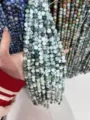Perles de pierres precieuses rondes naturelles en gros pour la creation de bijoux DIY. - 4mm (env. 90pcs) / 02 (Agate Verte/Agate Mousse)
