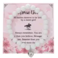 Braccialetto di perline bianche con ciondolo a cuore su carta tema cavallo, donna. - Con Carta Confezione / Cuore bianco porcellana