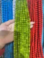 Venta al por mayor de cuentas redondas de piedra natural para hacer joyas artesanales - 4mm (aprox. 90pcs) / Calcedonia verde tratada