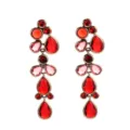 Vintage teardrop rhinestone dangle earrings alloy crystal statement jewelry for women - Red